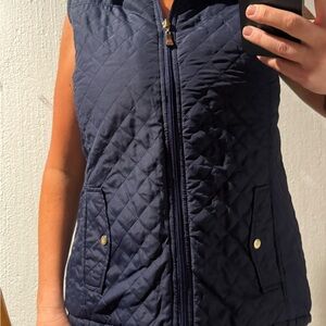 Navy Quilted Vest with Pockets